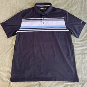 Walter Hagen Golf Polo Shirt Men’s 2XL Black Stripe Performance Short Sleeve